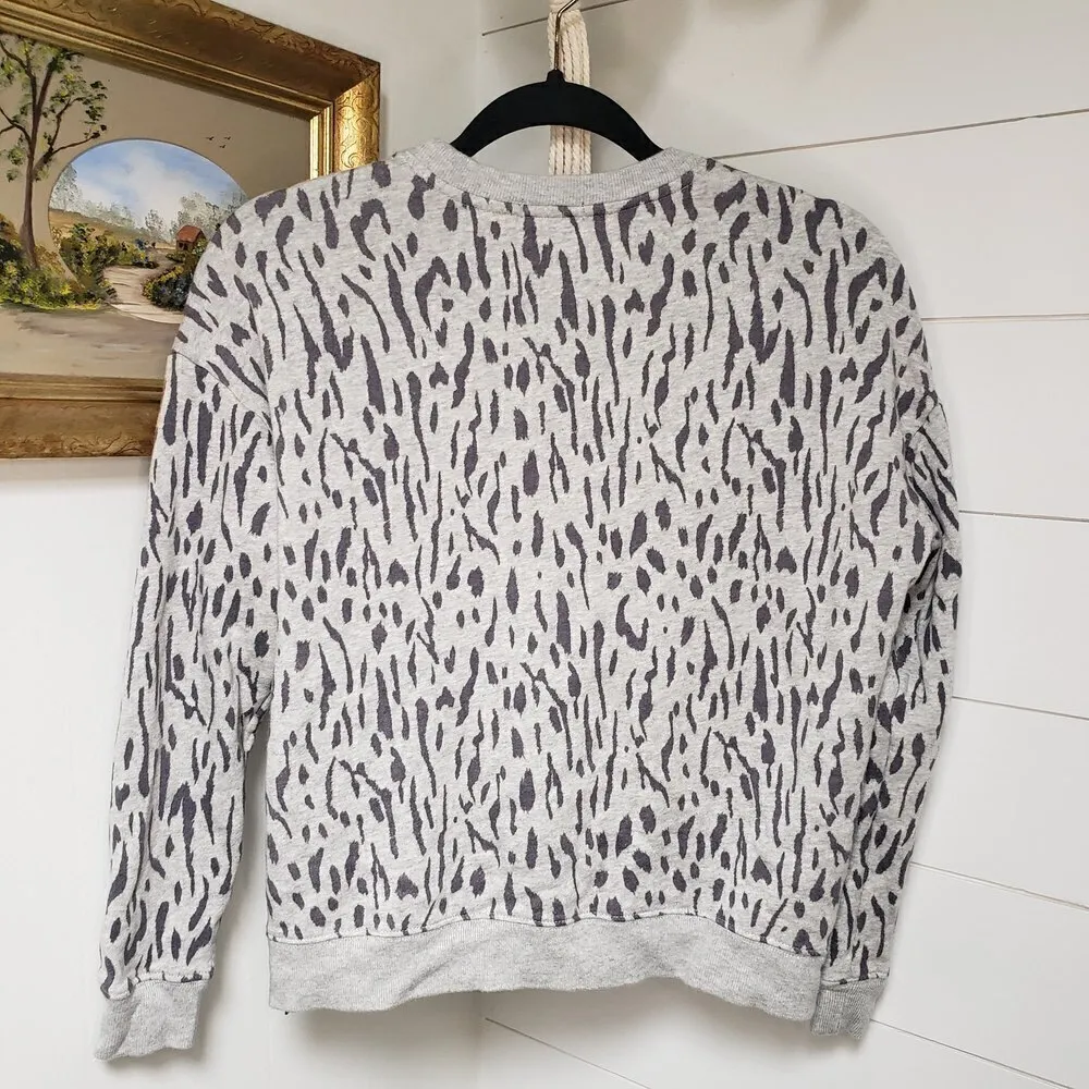 Rails Marlow Grey Abstract Cheetah Zip Pullover Sweatshirt XS - Image 4