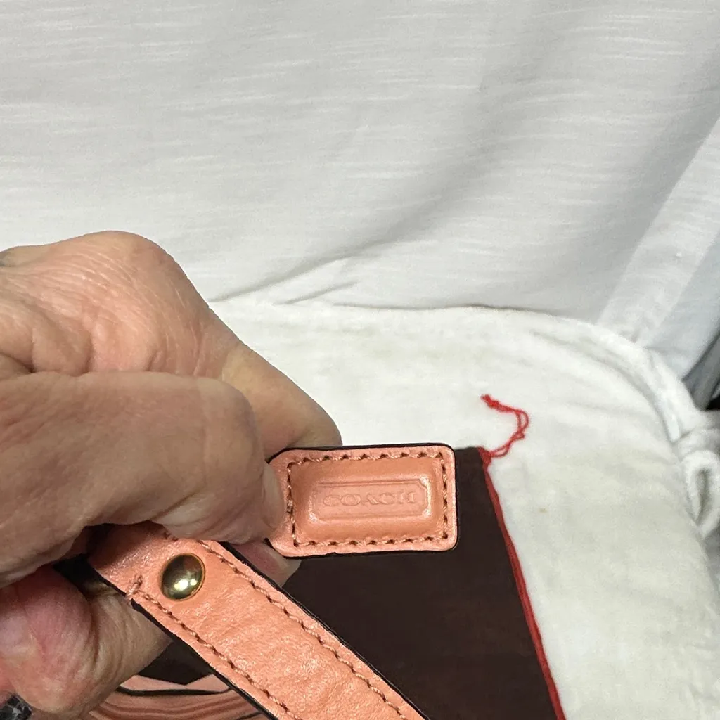 Coach Kristy  Coral-Peach  Leather Mini Hobo Bag with Dustbag - Image 6