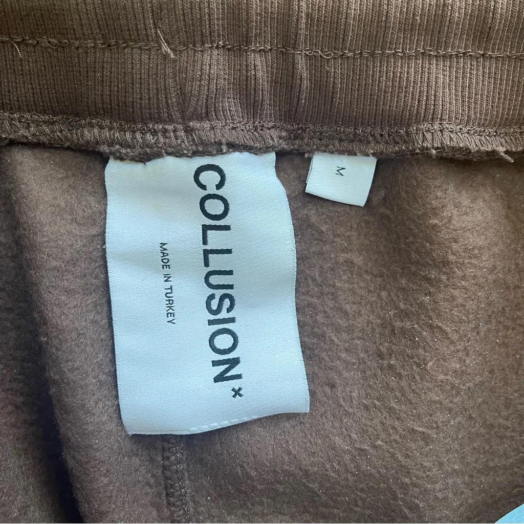 COLLUSION Unisex Lounge cotton blend set pants & sweat shirt hoodie brown pink Size XL - Image 13