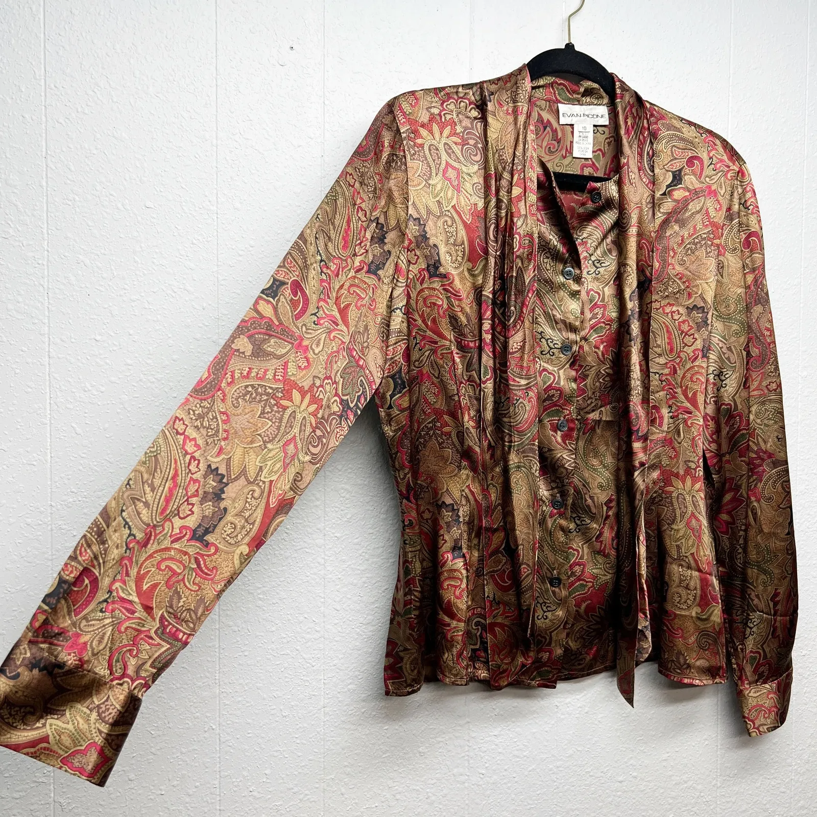 Evan Picone 100% Silk Top Womens 10 Career Workwear Office Quiet Luxury Formal - Image 5