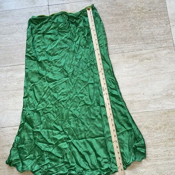 VENTI6.‎ SILK VISCOSE Flare MAXI SKIRT Green Made In Italy Size S - Image 4