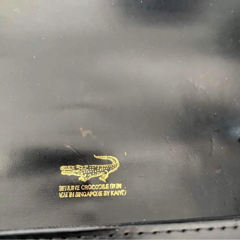 Vintage Crocodile Black Small Purse with Gold Tone Chain Singapore - Image 7