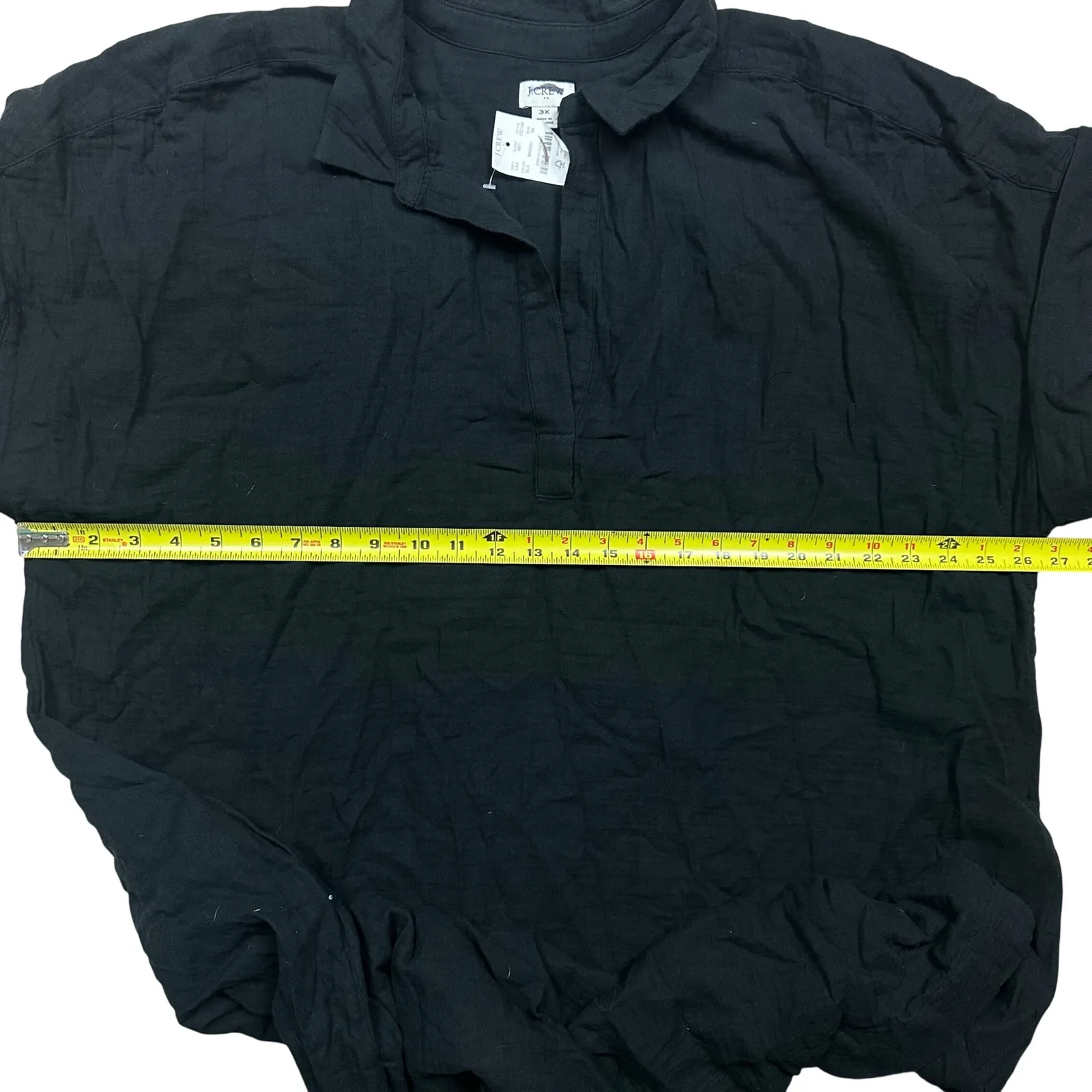 NWT J. Crew Factory Black Short Sleeve Gauze Popover Dress Mini Size 3X Casual - Image 7