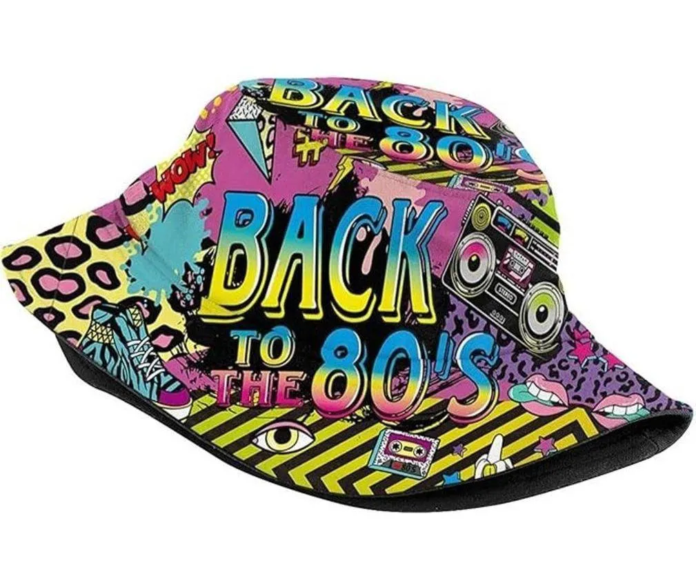 Fashion 80s Bucket Hat Outdoor Summer Beach Packable Sun Cap - Image 3
