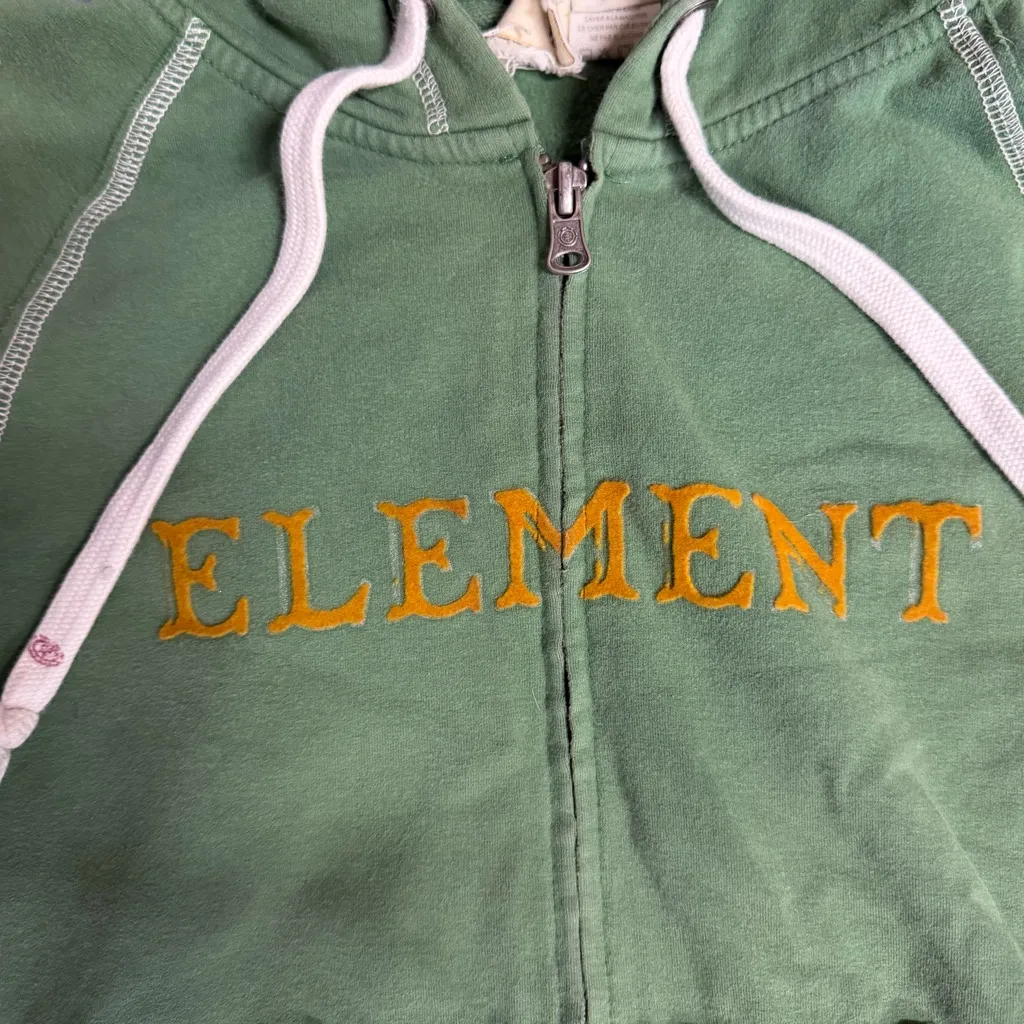Y2K Element Vintage Full Zip Skate Hoodie Size Small Green - Image 8
