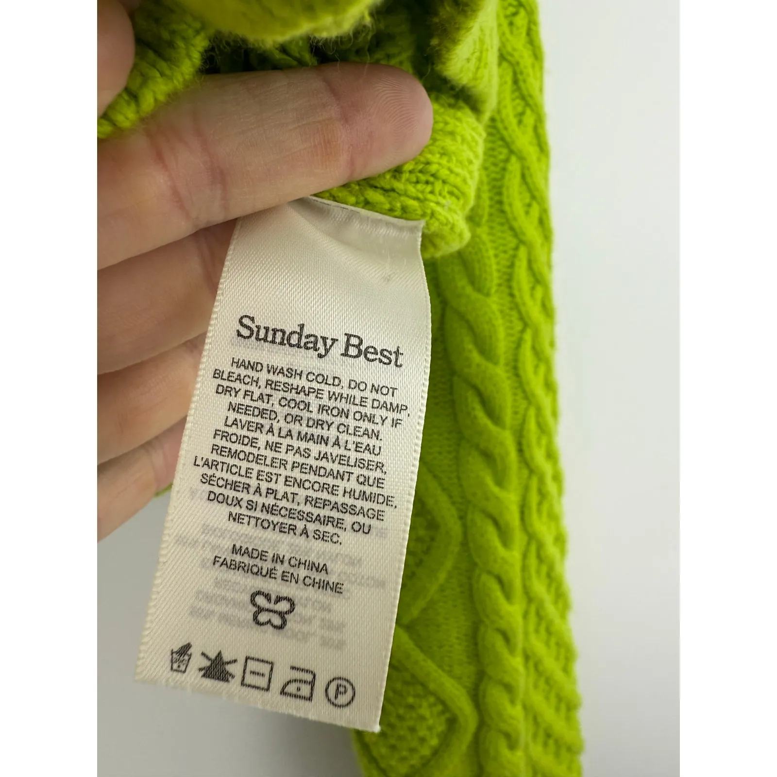 Sunday Best Cooper Cardigan Lime Green Cable Knit Crop 2XS Preppy | $128 Retail Size XXS - Image 8