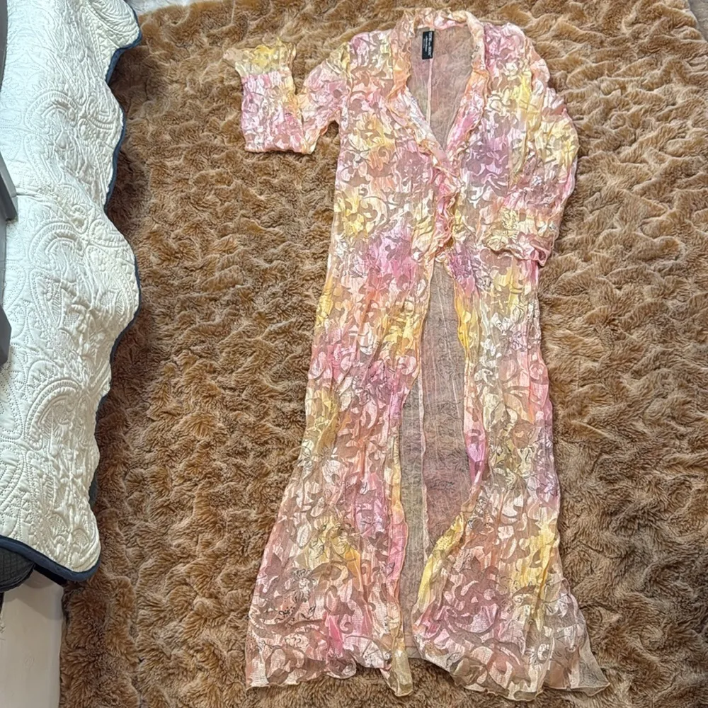 Teatro Dei Sogni by Beppe Bondi Gold and Cream Textured Robe size 14 - Image 10