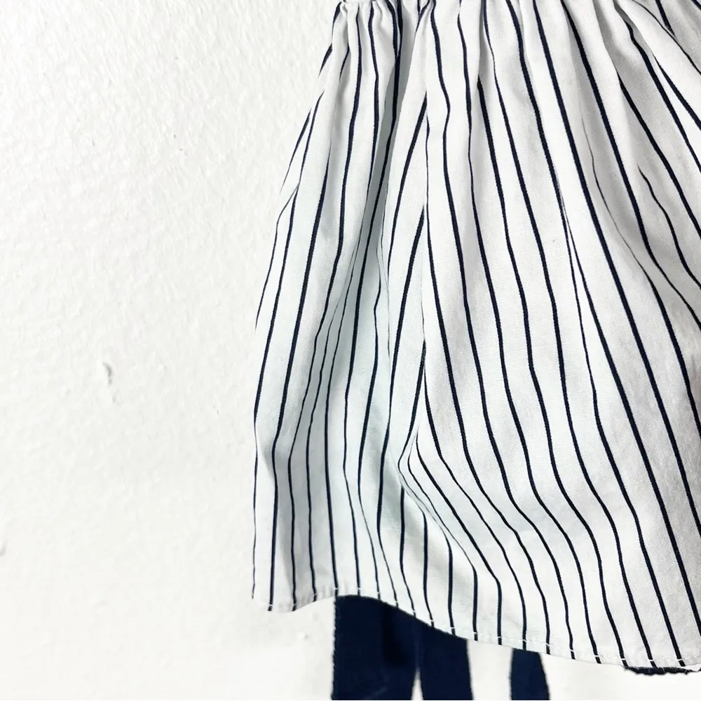 ENGLISH FACTORY Navy And White Striped Bell Sleeves Side Tie Top, Size Small - Image 7