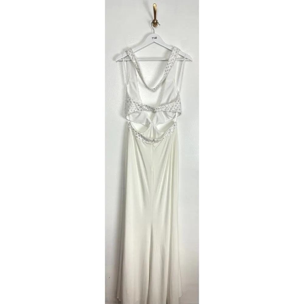 MAC DUGGAL Sequin Sheath Gown in White Size US 10 - Image 5