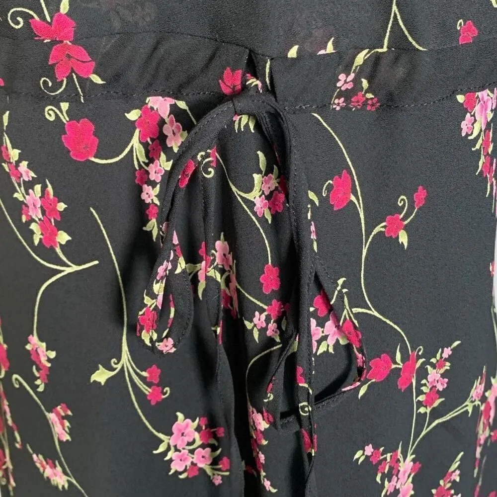 Vintage 90s All That Jazz Dress Black Hot Pink Floral Lace Trimmed Sleeveless Black - Image 3