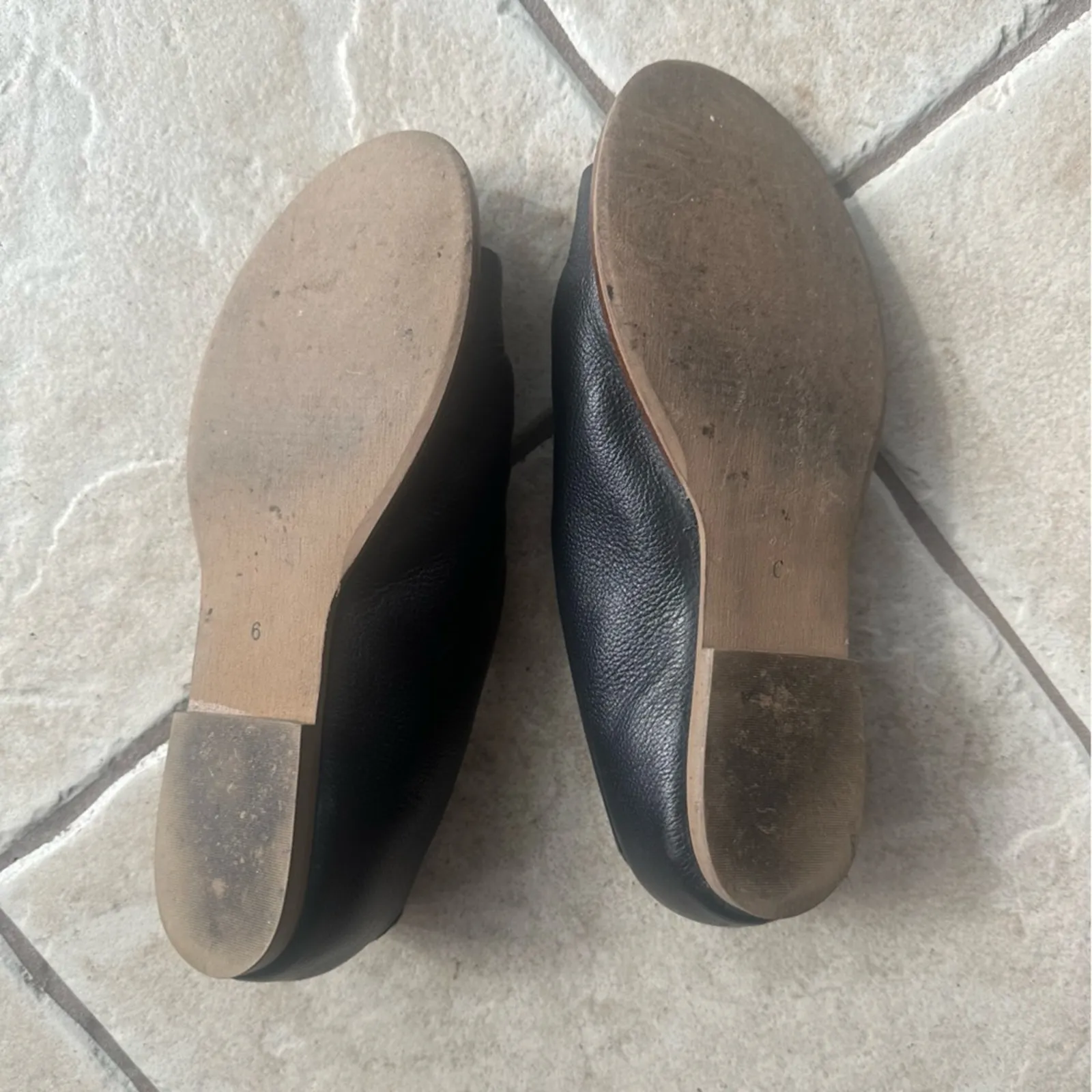 Anthropologie Black Leather Souvenir Cutout D'Orsay Peep-Toe Flats Size 6-7 - Image 3