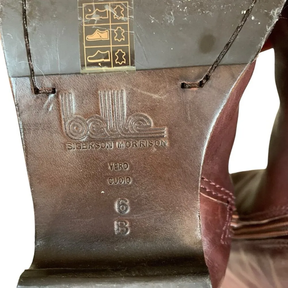 Belle Sigerson Morrison Leather Knee High Riding Boots Buckle Strap Equestrian 6 Brown - Image 9