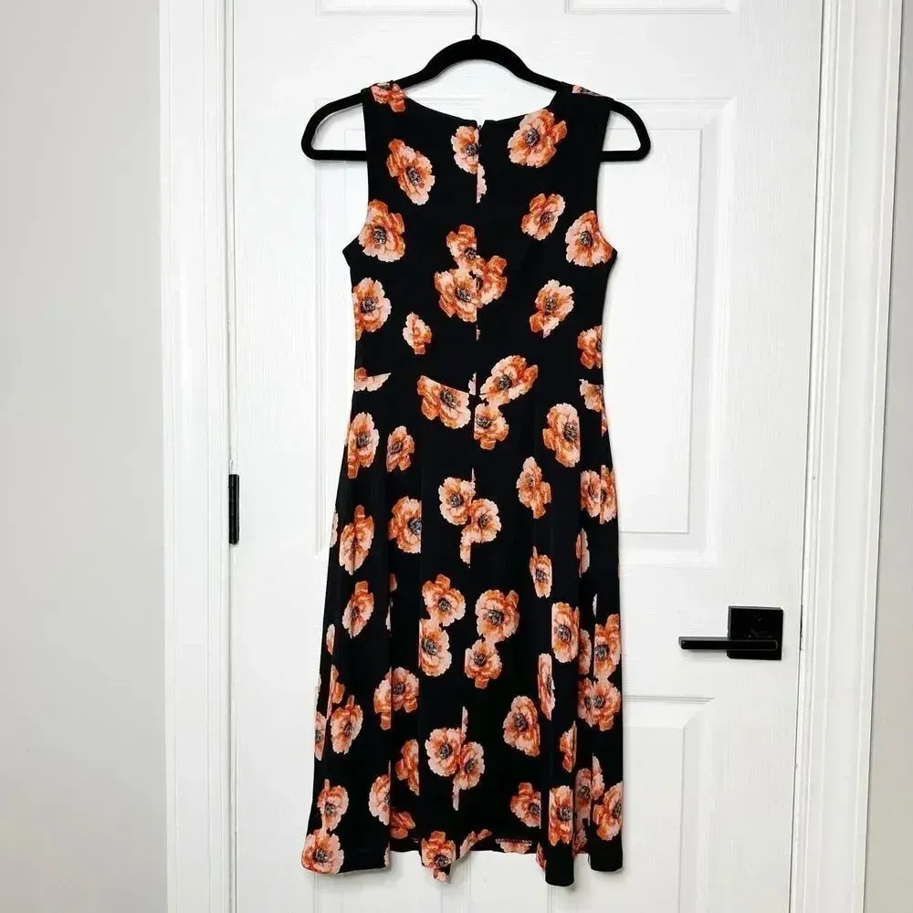 TALBOTS Poppy Floral Cowl Neck Midi Dress‎ Size 2 Petite - Image 4