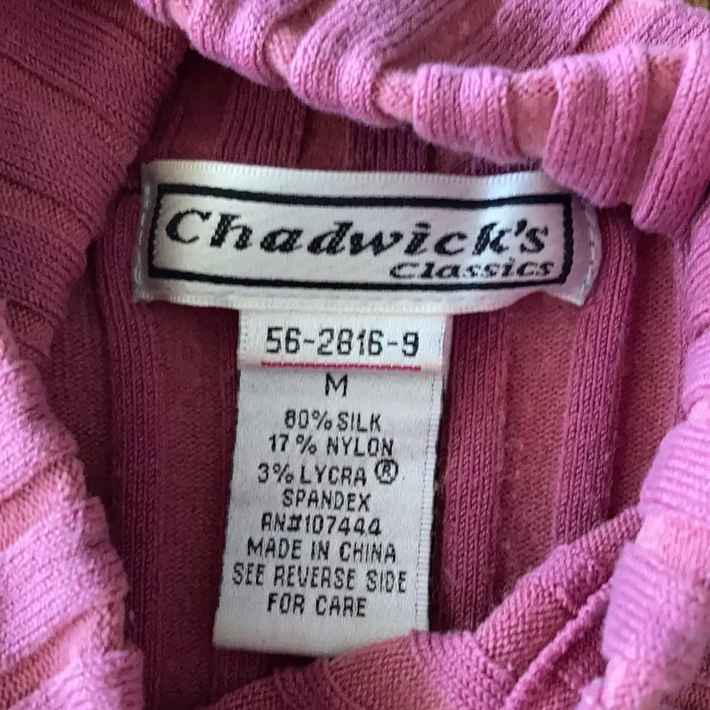 Chadwick's Chadwick’s Vintage Silk Blend Mauve Turtleneck Ribbed Medium Blouse Stretch EUC - Image 4