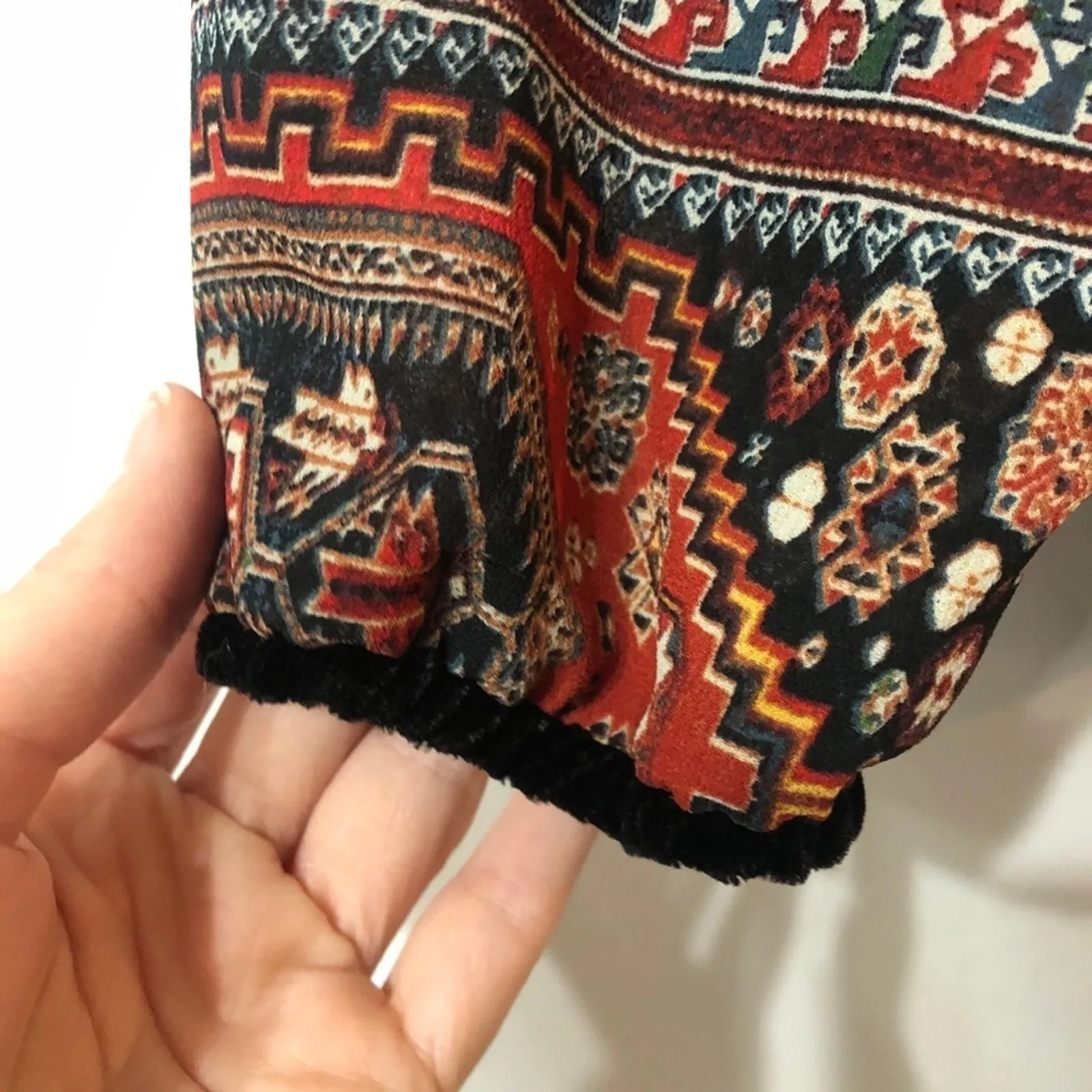 Sanctuary Aztec Long Sleeve Blouse Boho Tassel Womens S Velvet Festival Indie - Image 5