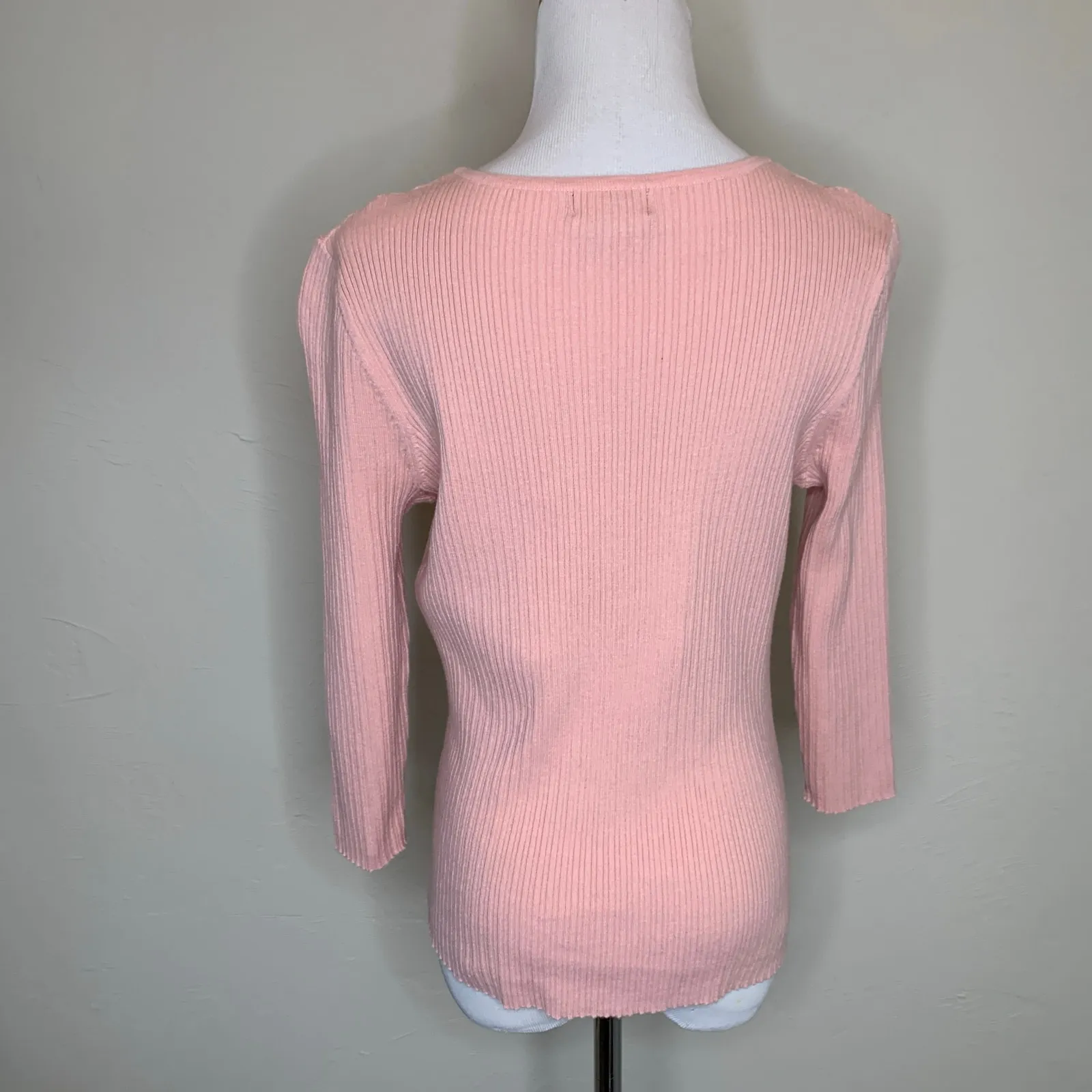 Y2K Vintage Pink Fitted Thin Sweater Cutout Hardware Sz Medium - Image 2
