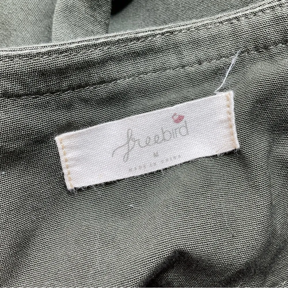 Freebird Army Green Olive Crew Neck Full Zip Jacket‎ Size Medium - Image 5