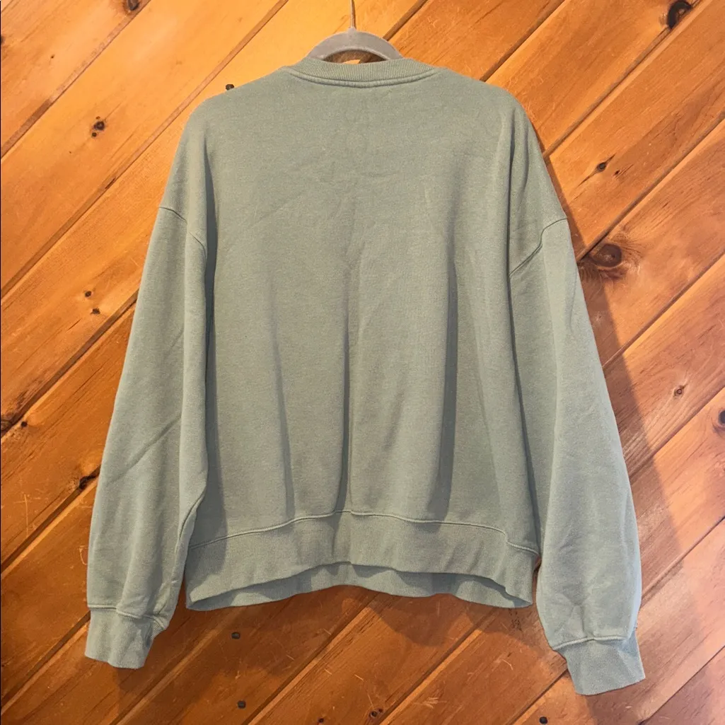PacSun Chair Lift Cozy Crew Neck Oversized Sweatshirt in green & orange - Image 7