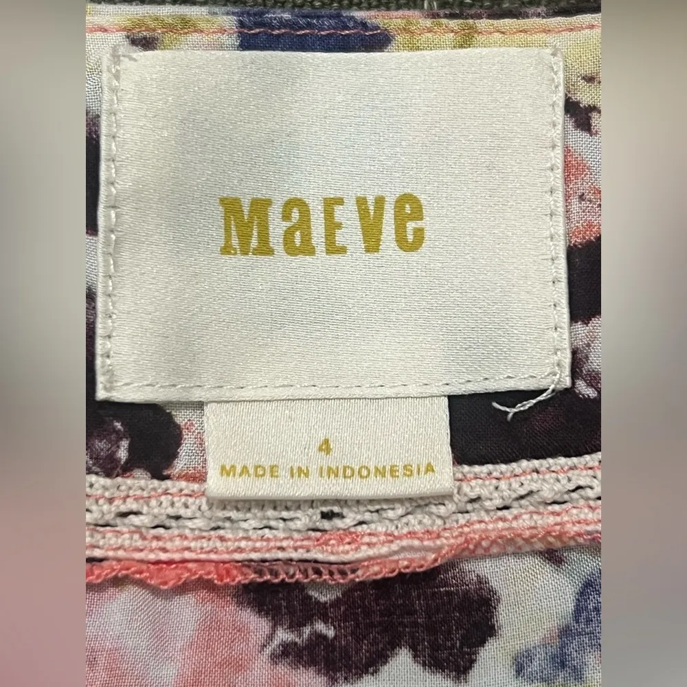 Anthropologie Maeve Pansy Field floral popover peasant blouse  women's size 4 - Image 12