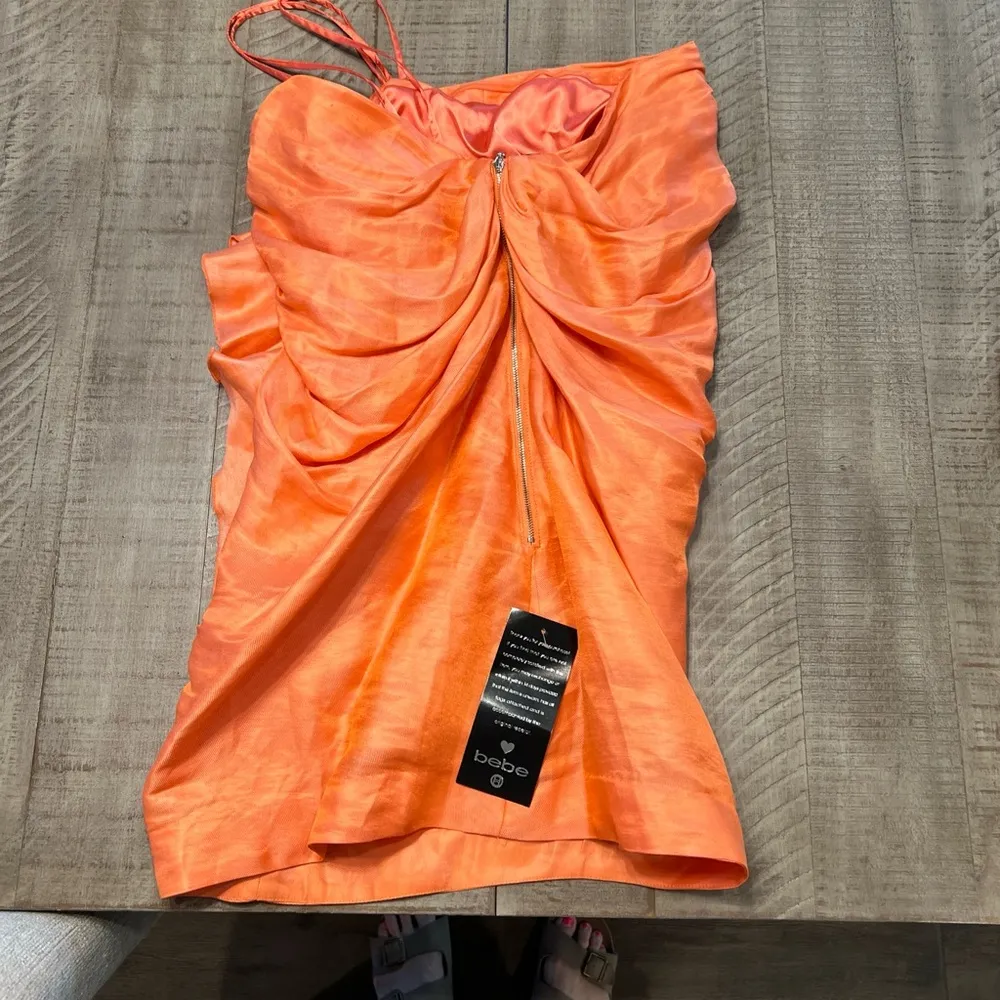 BEBE Vintage Vanna style coral mini cocktail dress - Image 5