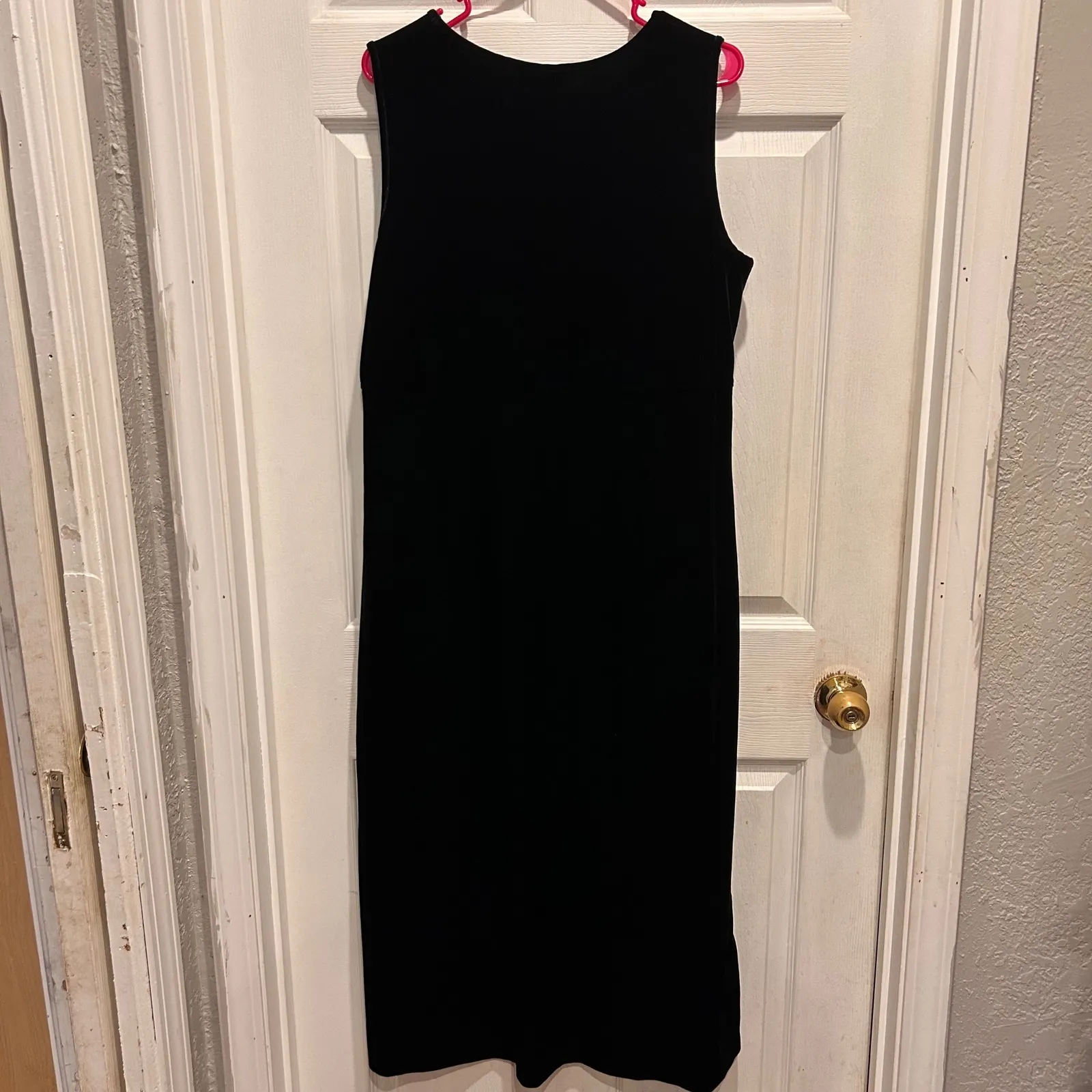 VTG Talbots Black Velvet Sleeveless Midi Dress Large‎ Holiday Party Modest - Image 5