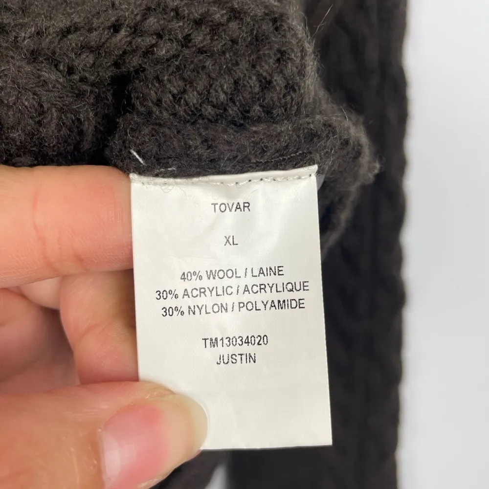 Revolve Tovar Brown Wool Blend Leather Strap Closure Cable Knit Sweater‎ Size XL - Image 5