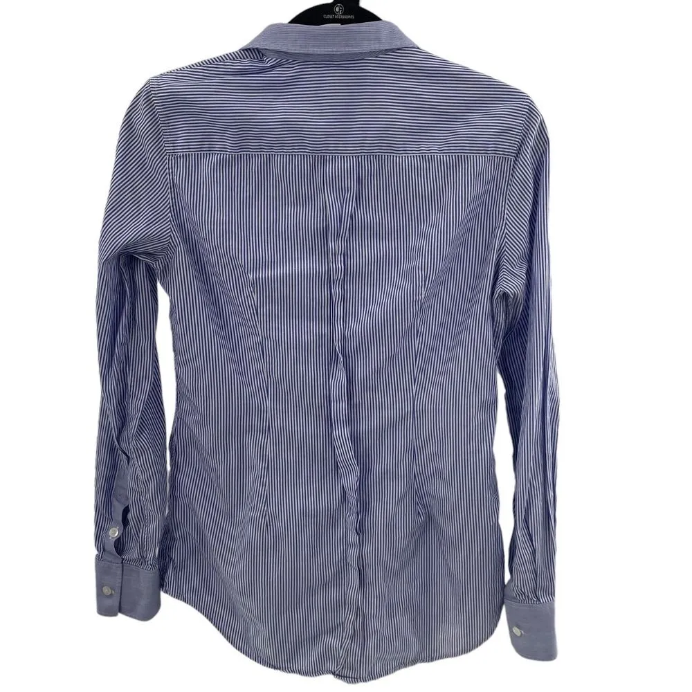 D&G Dolce & Gabbana Womens 40/S Blue and‎ White Stripe Button Down Cotton - Image 4