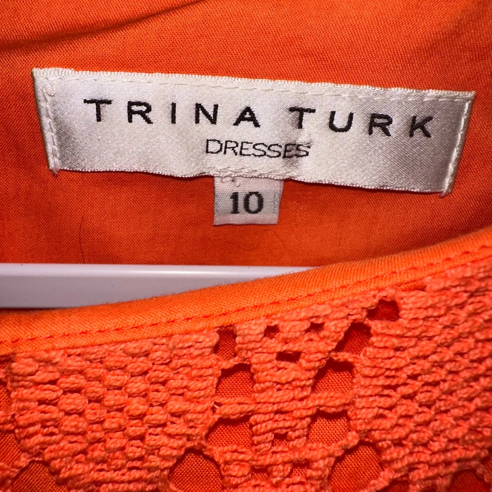 Trina Turk Orange Lace Shift Dress Size 10 –‎ Perfect for Gameday & Tailgates - Image 5