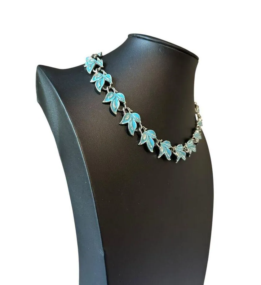 Coro Vintage Enamel Leaf Wreath Choker Necklace - Image 3