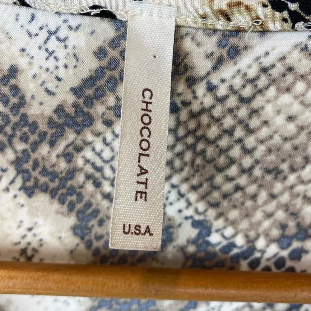 Animal Print Brown Long Sleeve Deep Plunge Bodysuit S - Image 6