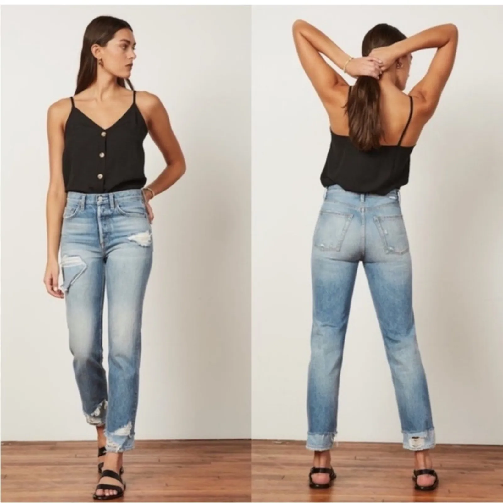 Boyish by Her Tommy High Rise Straight Leg Distressed Jeans Repulsion Wash 25 - Image 2