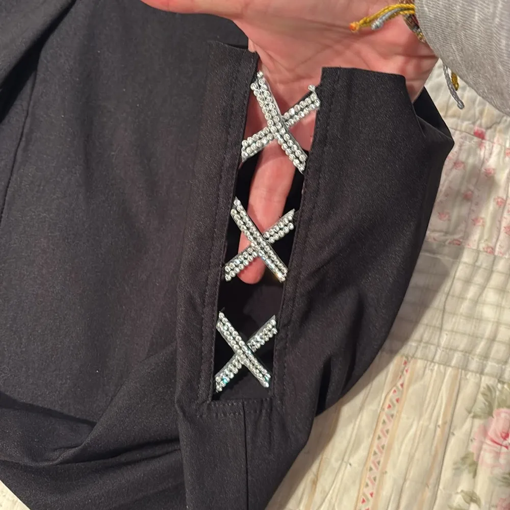 Patchington black rhinestone bottom detail beautiful pant. Front pockets Size 12 - Image 2