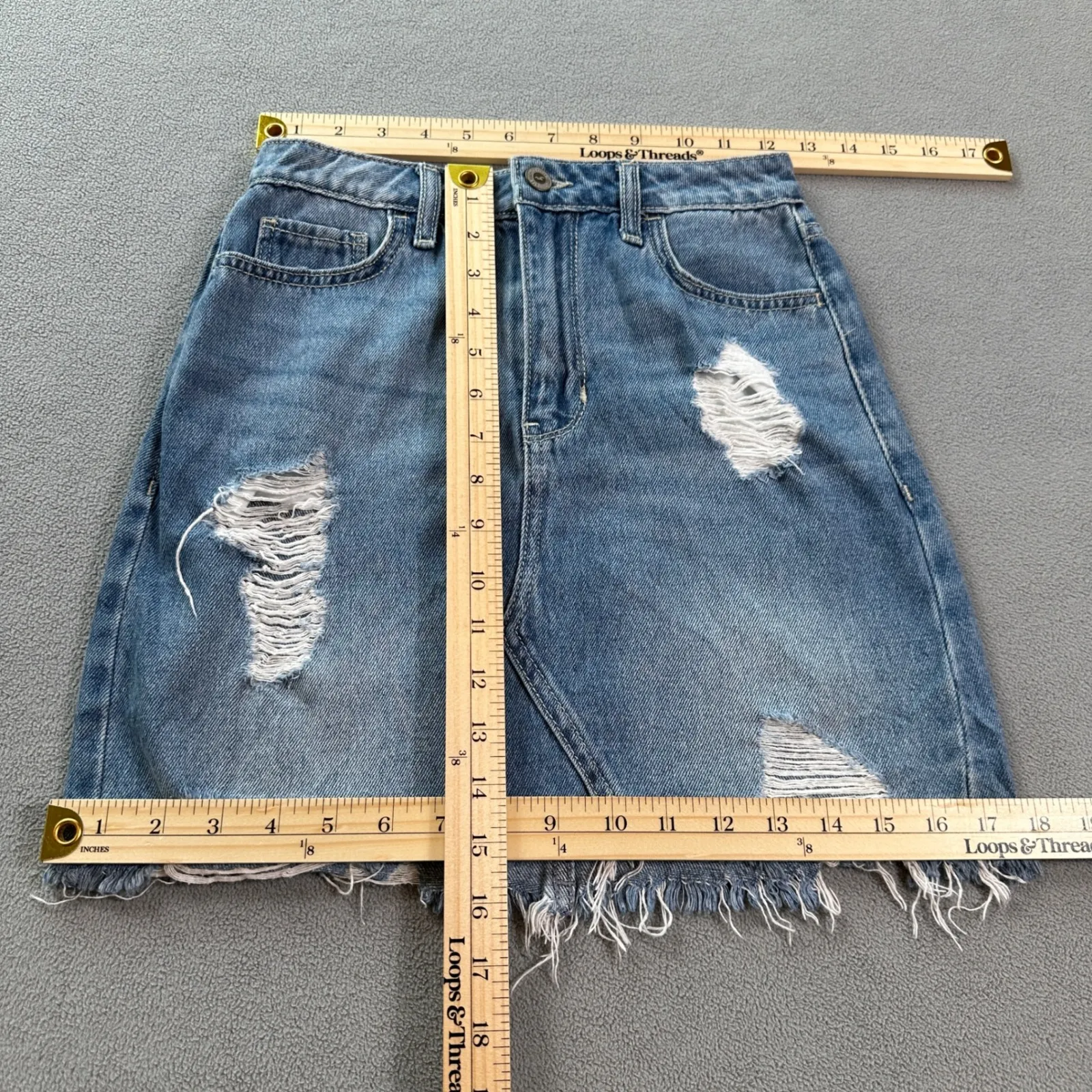 Hollister Denim Jean Mini Skirt 1 25 Women Ultra High Rise Light Wash Distressed - Image 3