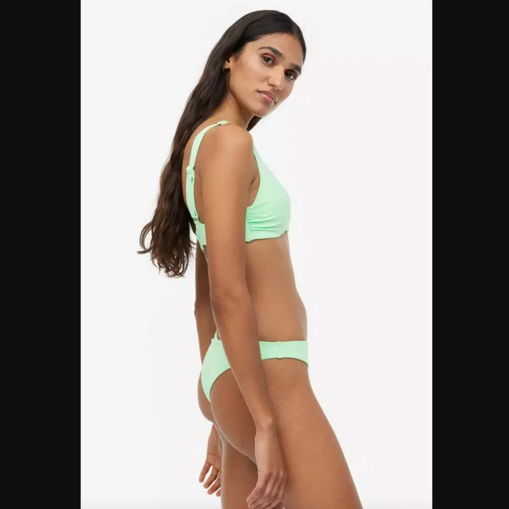 H&M Sage Green Mojito Bikini Bathing Suit with High-Cut V-Front / Small - Image 3