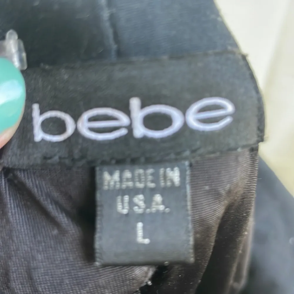 Gorgeous BeBe sequined pencil skirt with elastic black wide waistband in size Lg - Image 3