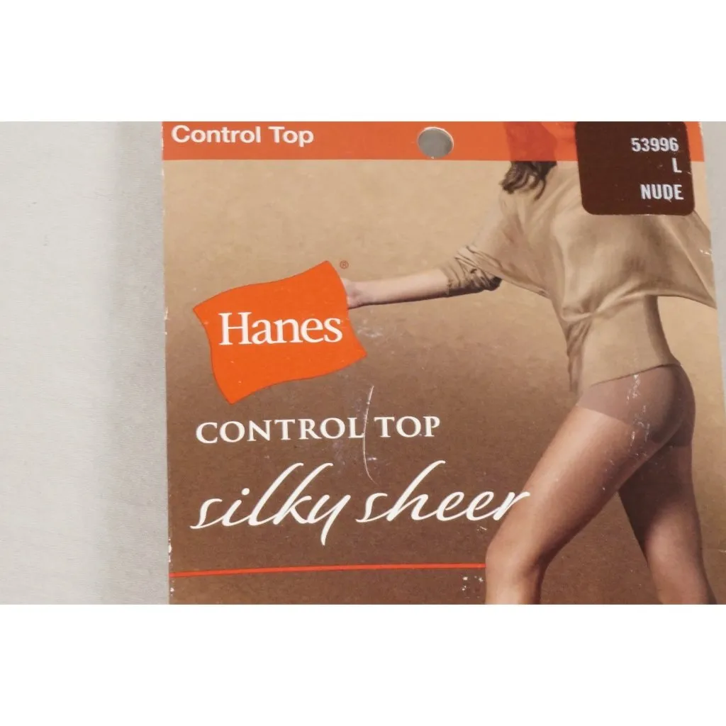 Hanes Control Top Silky Sheer 24/7 Pantyhose LARGE Nude 53996 Vintage NEW!! - Image 3