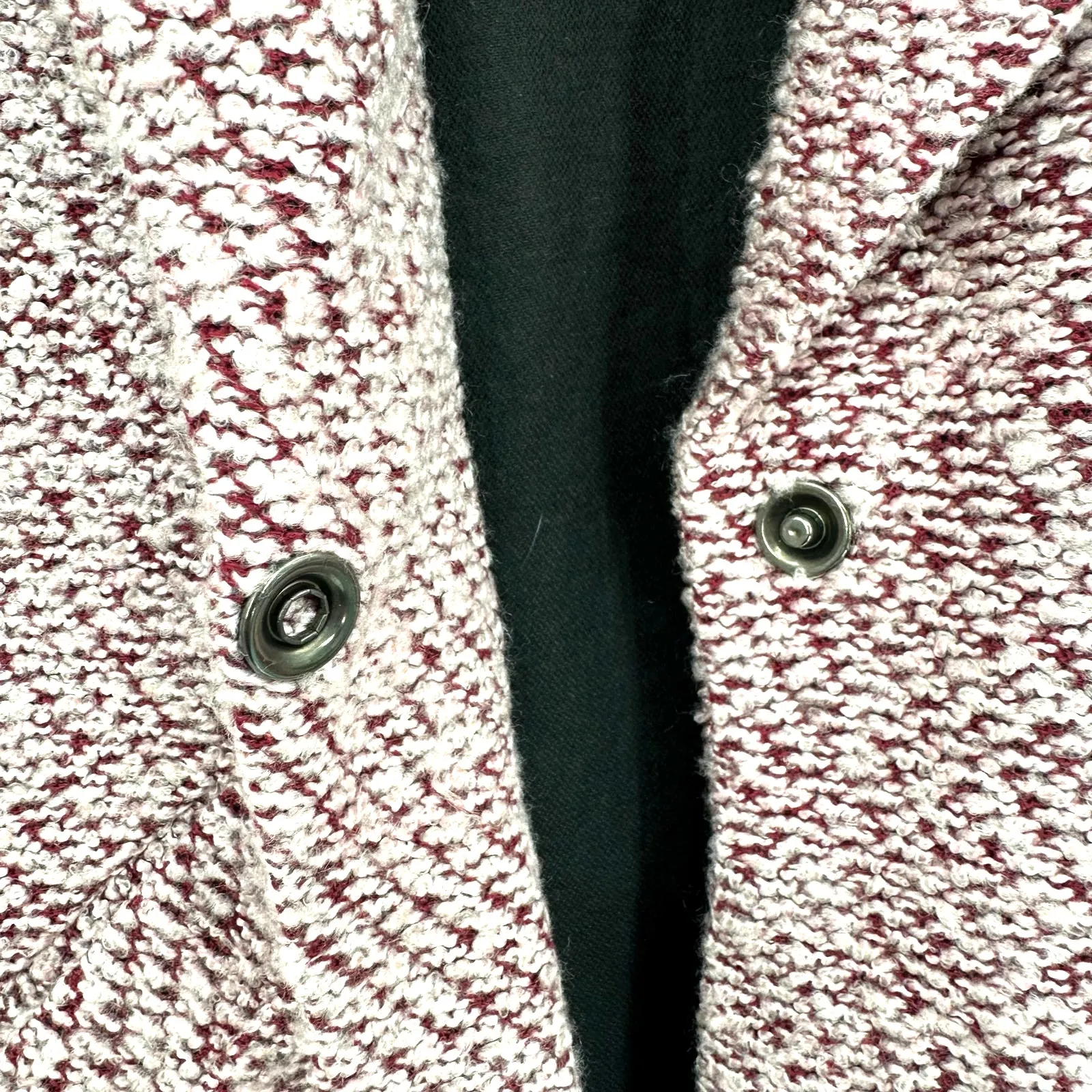 Bershka Size Medium Large Dress Coat Snap Front has Pockets Pink Red White - Image 3