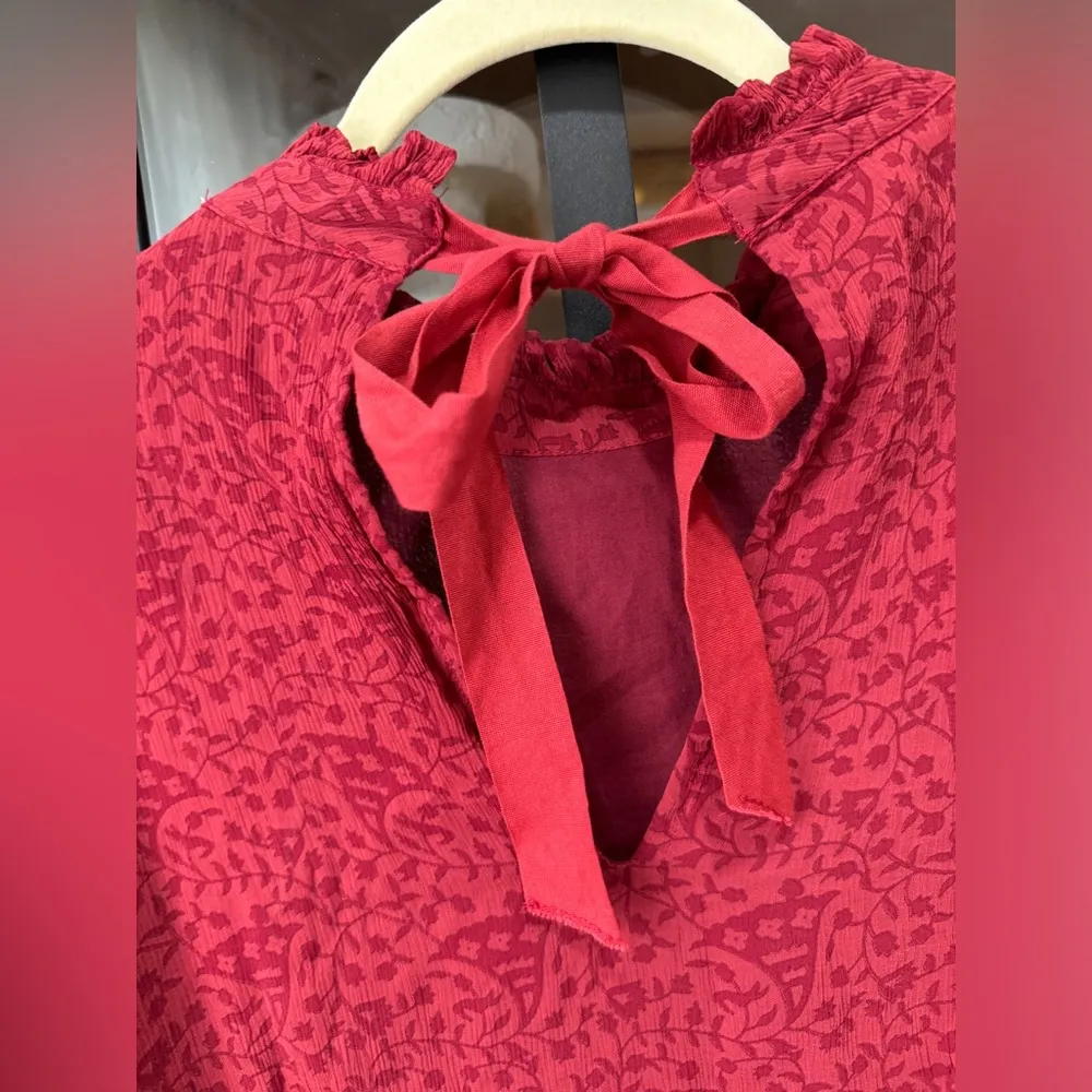 Cleobella Dixie Mini Dress Kerala Block Print long sleeve ruffle bow mock neck - Image 7