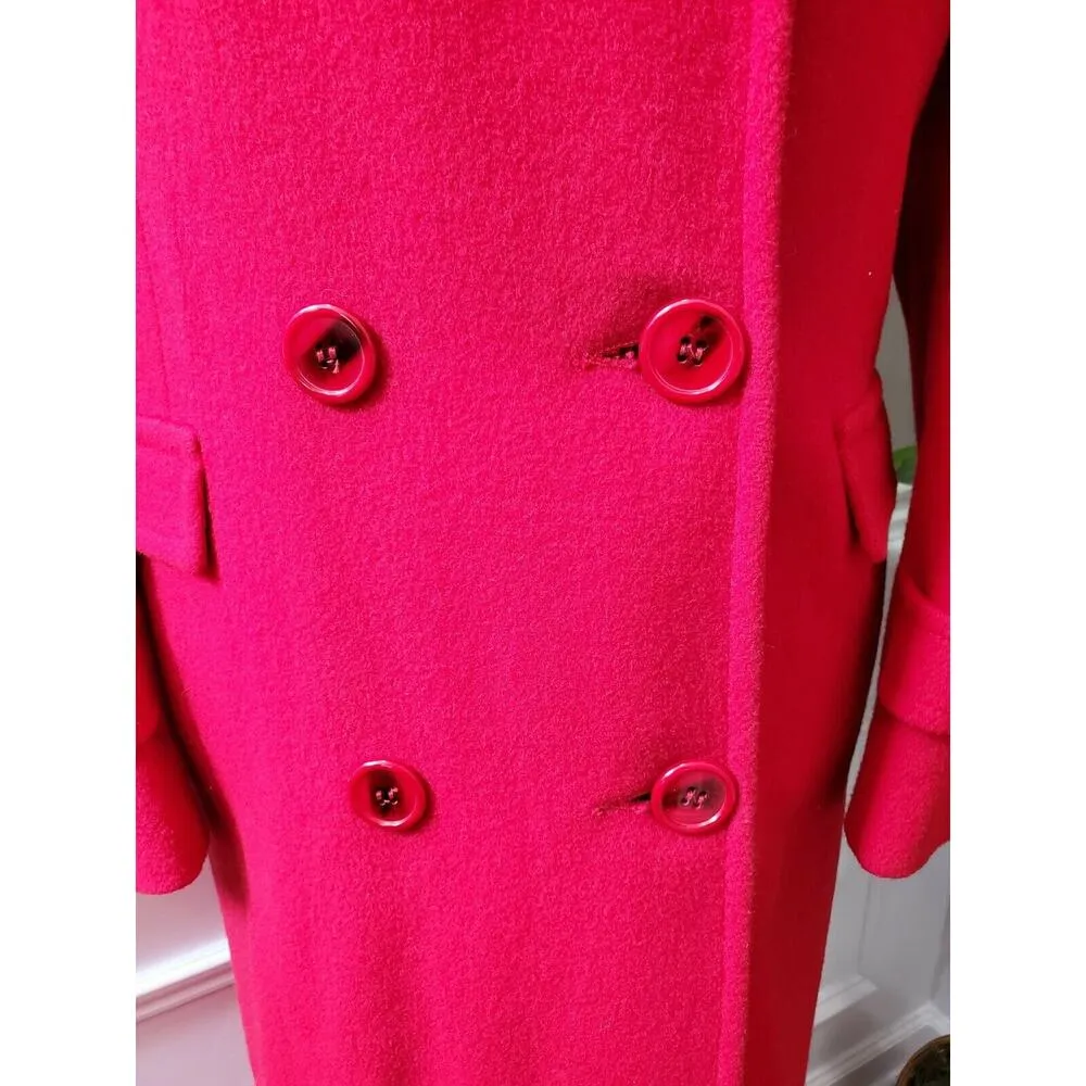 Vintage Central Park Women's Solid Red Long Sleeve Double Breasted Buttons Coat Size L - Image 3