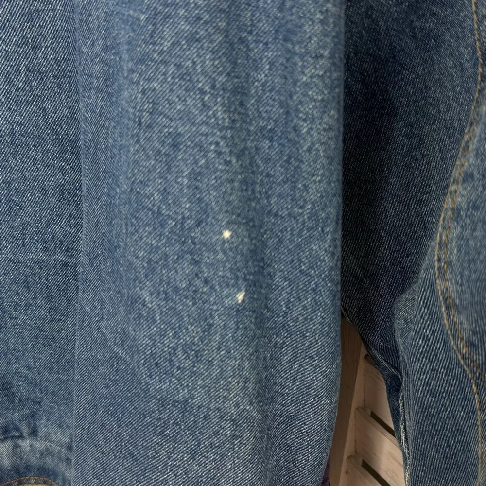 Current Seen Vintage 80s Patchwork Denim Coat Blue Medium Full Zip - Image 9