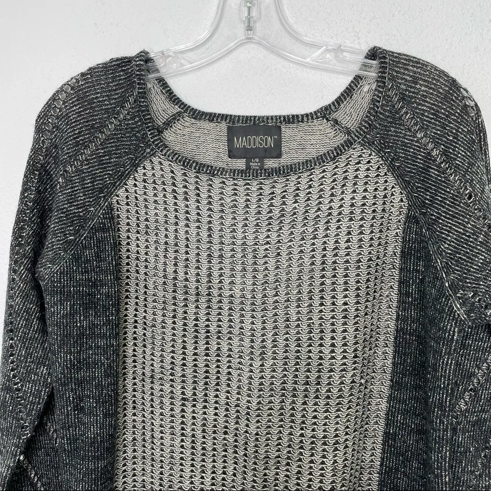 Maddison Soft Acrylic Loose Knit Sweater Top size L Gray Size L - Image 3