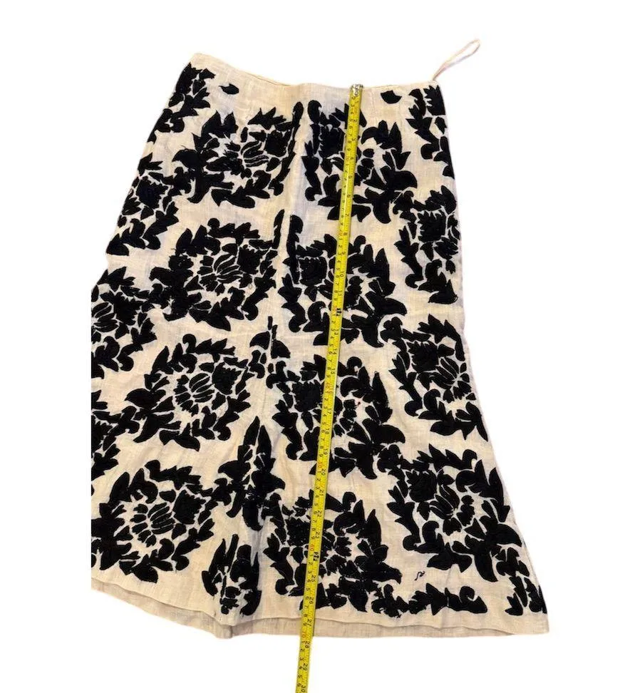 Tracy Reese Black and Cream Embroidered A-Line Skirt - Image 2