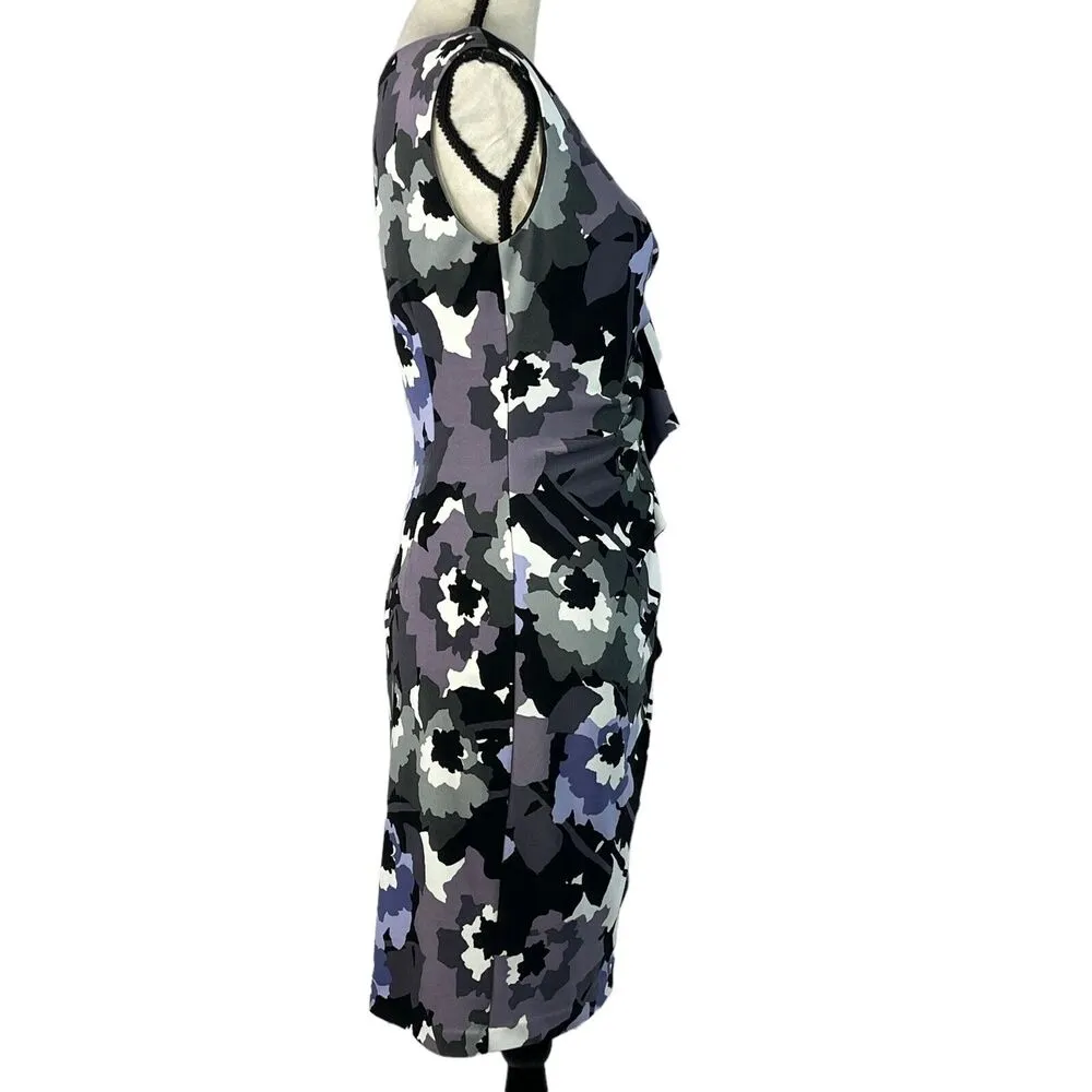 Suzi Chin Maggy Boutique SZ 6 Sheath Dress Floral Sleeveless Stretch Knee Length - Image 4
