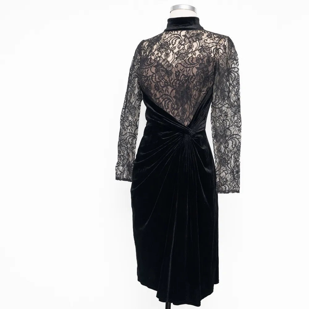 TADASHI SHOJI. Lace & Velvet Sheath Dress. - Image 9