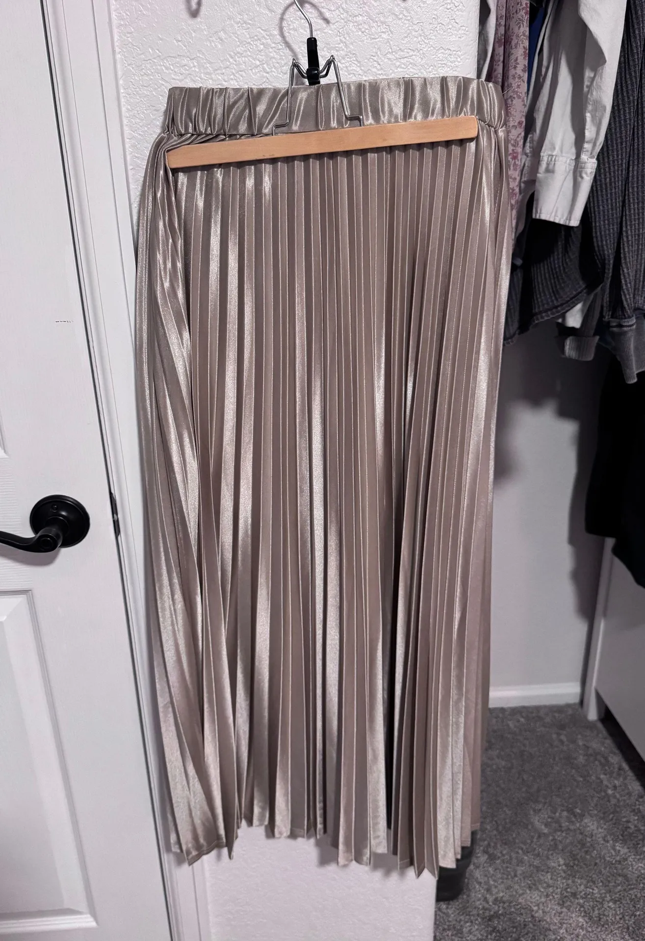 Gold Metallic Midi Skirt - Image 2