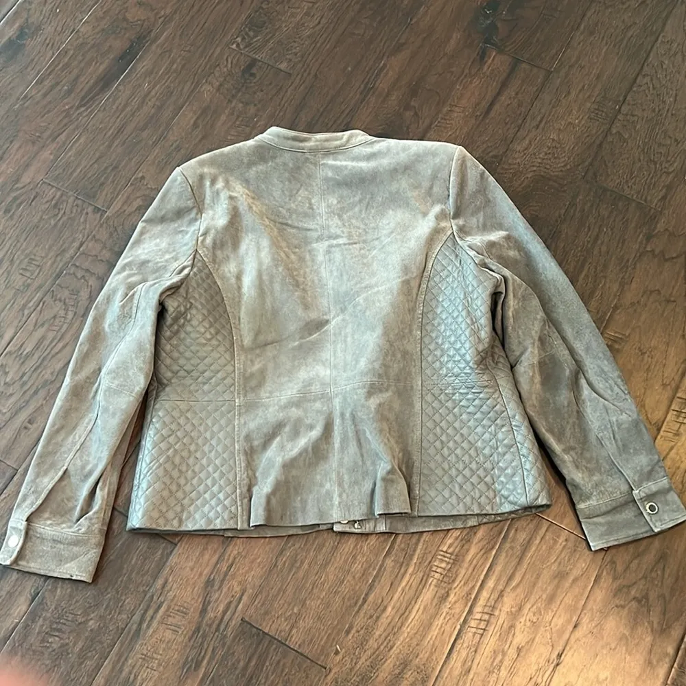Isaac Mizrahi Live Suede Moto Jacket 16 EUC - Image 5