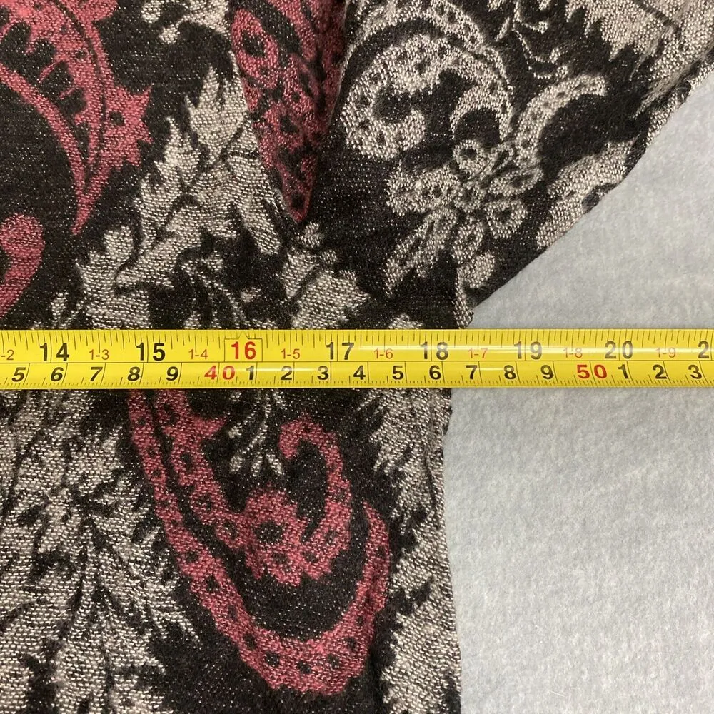 Soft Surroundings Jacquard Shirt Women XS Black Red Paisley Collared Chatnam Top - Image 11