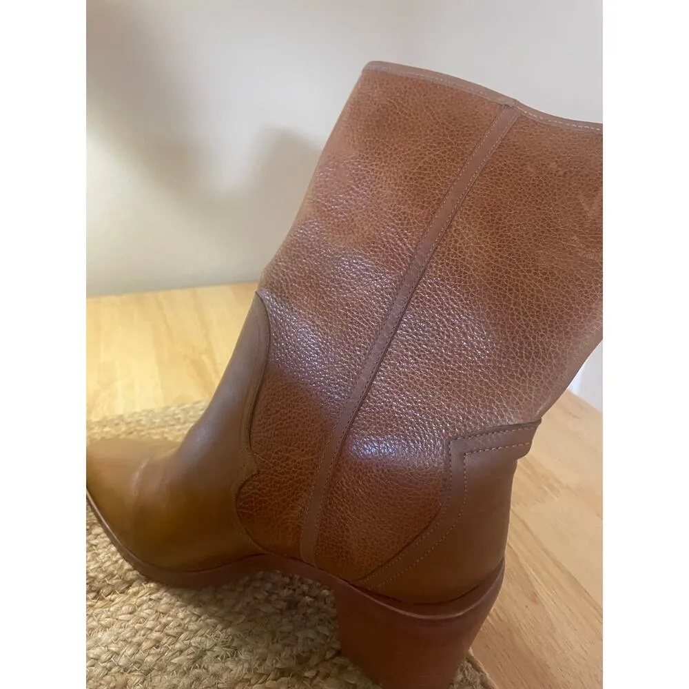 Joie Womens Ryann Caramel Leather Mid-Calf Pull On Cowboy, Western Boots Shoes - Image 8