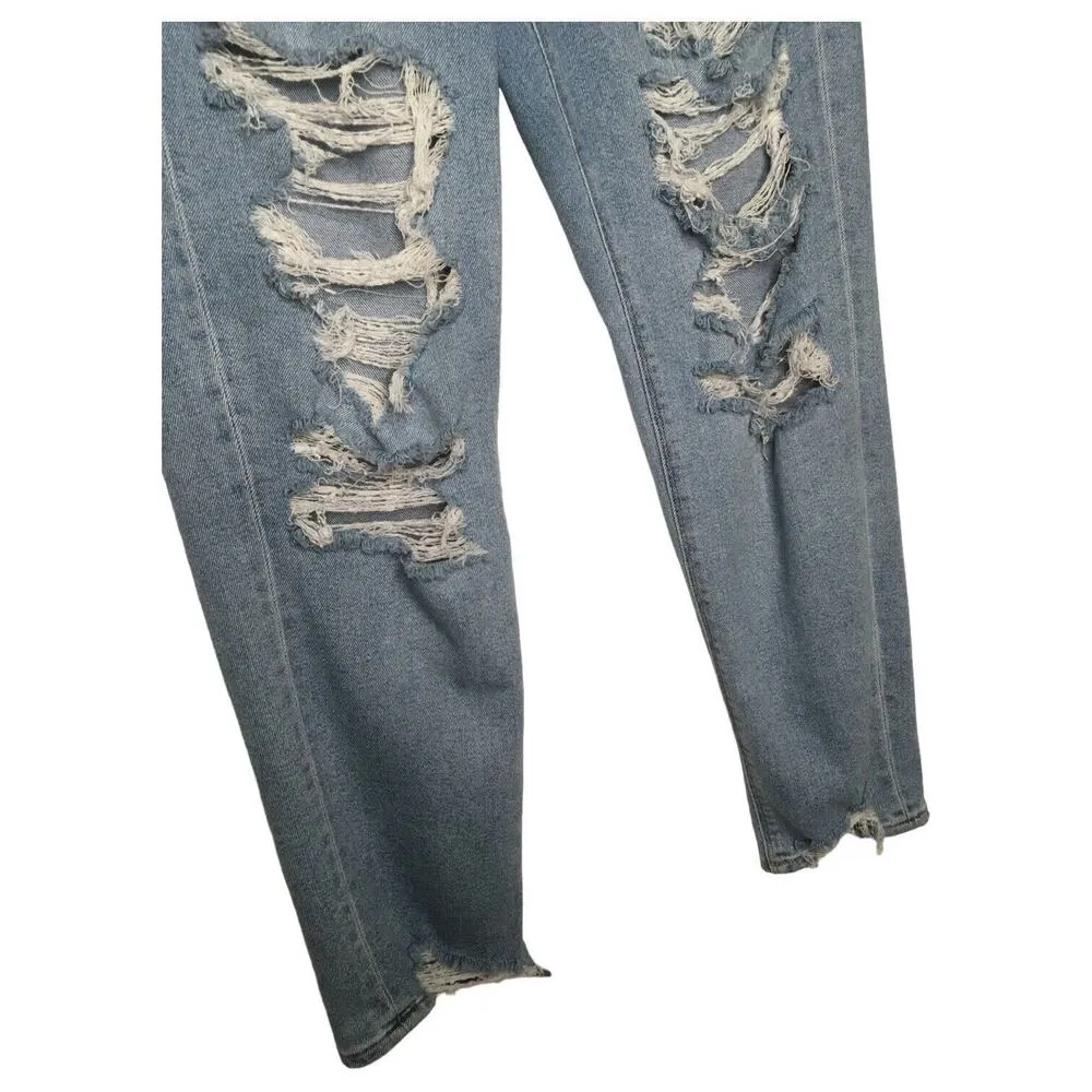 American Eagle Jeans Womens 8 Curvy Mom Jean 90s Distressed Light High Rise Blue - Image 8