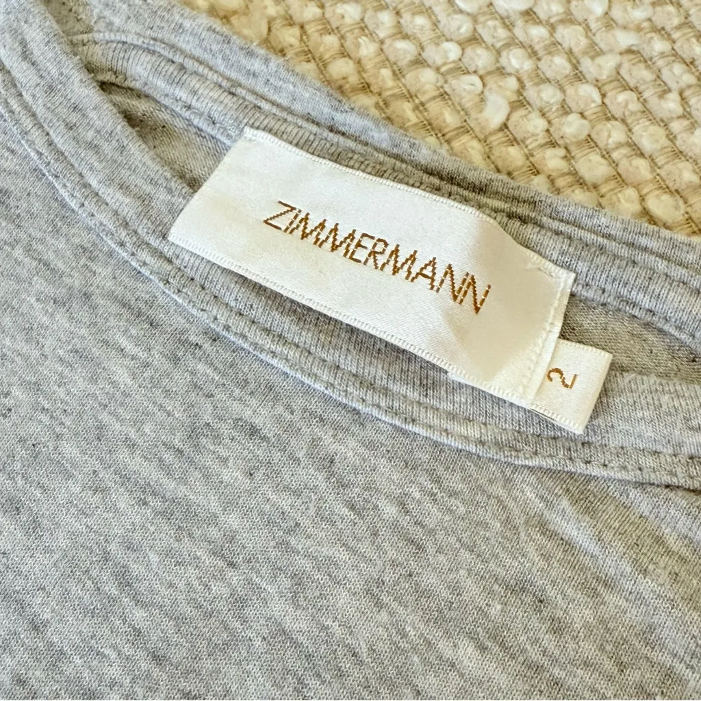 ZIMMERMAN Long Sleeve Jersey Midi Dress Casual Tee Shirt Dress size 2 Medium - Image 3